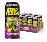 Weird Yerba, Blue Pom Acai Yerba Mate, Organic and Plant-Based with 150mg of Natural Caffeine, 12 Pack of 16oz Cans