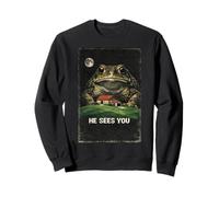 Weirdcore Giant Toad He Sees You Meme Cursed Image Sweatshirt