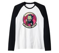Weirdos Unite Hypnotic Grim Reaper Pink Flames Raglan Baseball Tee
