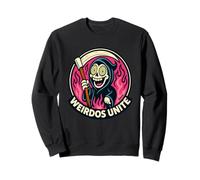 Weirdos Unite Hypnotic Grim Reaper Pink Flames Sweatshirt