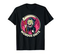 Weirdos Unite Hypnotic Grim Reaper Pink Flames T-Shirt