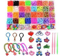 WeiRenLuan 2500+ Loom Bands Kit, 32 Colors Rubber Twist Bands Kit with Beads Accessories for Kids Girls Boys 5-12 Years