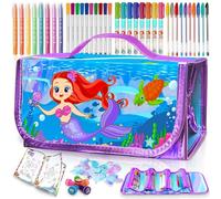 weirtoya Washable Fruit Scented Markers Stationery Set with Pencil Case, Gils Birthday Toys for 4-9 Year Old Girls, Travel Art and Craft Drawing Colouring Set for Girls