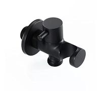 Weirun Modern Bathroom Brass Shower Wall Outlet Handheld Shower Spray Head Bracket Holder Supply Elbow Hose Connector with Water Shut Off Switch Flow Control Valve,Black