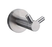 Weirun SUS304 Stainless Steel Double Prong Towel Robe Clothes Coat Hook for Bath Kitchen Garage Heavy Duty Wall Mounted, Brushed Finish