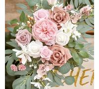 Wei's Moment Small Wedding Arch Flowers (Pack of 2), Artificial Dusty Rose Flowers for Wedding Welcome Signs Decorations and Arch Flower for Wedding Ceremony Reception (Dusty Rose & Blush)