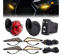 WeiSen UTV Turn Signal Kit with 2Pcs 115dB UTV Horns & 4-in-1 Rocker Switch | Universal Fit, Dual Horns, Pre-Wired System, Plug & Play Install, Larger Amber Light UTV Blinker Kit, UTV Street Legal Kit