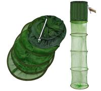 WEISGJA Portable Foldable Fish Basket, Collapsible Nylon Cage Basket, Fish Alive Keeping Net with Anchor Bolt for Minnows,Lobster,Crawfish, Shrimp etc-Green(54X12 in)