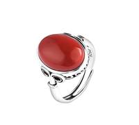 WEISHA S925 Silver Vintage Silver Ring Cloud Pattern Design Red Agate Pendant Female Open Ring red Agate