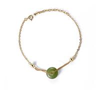WEISHA S925 Sterling Silver Nephrite White Jade Pendant Bracelet Women's Ethnic Style Peaceful Buckle Vintage Transfer Jade Bracelet Charm Gold
