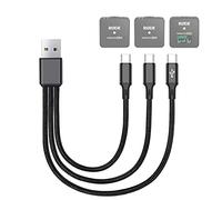 weishan 3-in-1 Charging Cable Replacement for Rode Wireless Go 2 / II Microphone System, 3A USB C Short Charger Cord with 3 Type-C Plugs 8-Inch