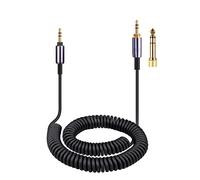 weishan WH-1000XM5 Cable Coiled Aux Cord Replacement for Sony WH-CH720N, WH-CH710N, MDR-950BT, 1AM2, 7520 Noise Canceling Headphones, 3.5mm(1/8") Extension Wire with 6.35mm(1/4") Adapter, 14ft