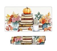WEISHIWE Gaming Mouse Mat 1200 x 600 mm Large Gaming Mouse Pad Waterproof Mousepad Long with Stitched Edges Desk Mat with Rubber Base, Desk Accessories for Men, Gifts for Women (Book Pumpkin) c-754