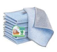 Weishuo 10 Pack Dual Layer Wire Dish Cloths for Washing Dishes 9'' x 7" Absorbent Reusable Microfiber Cleaning Cloths Multipurpose Non Scratch Wire Dishwashing Rags for Dishes, Countertops, Stovetops