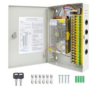 Weishuo 12V 20A 240W 18Channel CCTV Power Box, 12V Indoor Wall Mount DC Distribution Power Supply Box for CCTV Security Camera DVR, Overload Short Circuit Protected Security Power Box