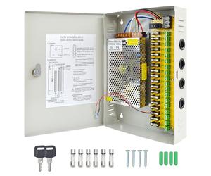 Weishuo 12V Power Supply Box for CCTV Camera 18 Channels Output AC 110V/220V to DC 12V 20A 240W CCTV PSU Power Distribution Box
