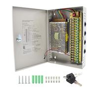 Weishuo DC CCTV Power Supply Box - 18 Channel 20A 240W 12V Distribution Box for CCTV Camera & DVR, Wired Indoor Security Power Supply with Overload/Short Circuit Protection, Wall Mount