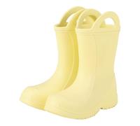 Weishuo Toddler Wellies EVA Lightweight Waterproof Wellington Boots for Boys Girls Mid Calf Unisex Kids Rain Boots with Pull On Handles, Manufacturer Size 19, 12 Little Kid, Yellow