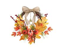 WEISIPU Autumn Artificial Fall Wreaths for Front Door Rustic Autumn Wreath with Pumpkin,Rose,Berry Branchesm,Thanksgiving Wreath Fall Door Wreath for Halloween Christmas Indoor Outdoor Decor