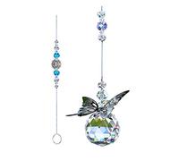 WEISIPU Crystal Hanging Decorations - Hanging Ornament Crystals Butterfly Suncatchers with Clear Crystal Ball for Home, Office, Garden Decoration, Window Decorations Hanging