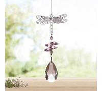 WEISIPU Crystal Suncatcher Prism - Dragonfly Suncatchers for Windows Hanging Rainbow Maker for Windows, Christmas Tree Decor, Gifts (Pink)