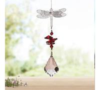 WEISIPU Crystal Suncatcher Prism - Dragonfly Suncatchers for Windows Hanging Rainbow Maker for Windows, Christmas Tree Decor, Gifts (Red)
