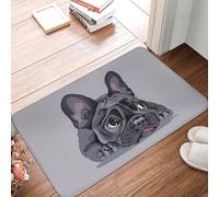 WEISIPU Cute Cartoon French Bulldog Carpet Rug Home Indoor Decoration Anti-Slip Door Mat Entrance Bedroom Bathroom Kitchen Mat Gifts (Grey, 50cmx80cm)
