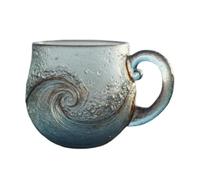 WEISIPU Sea Wave Glass Mug, Sea Glass Wave Mug Handblown 12 Ounce Drinkware for Tea Coffee and Wine Captivating Artistic Beach Theme Coffee Cups Gift