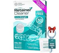 Weiss Naturals Retainer Cleaner Tablets, Invisalign Cleaner, Remove Stains, Odors & Plaque, PERSULFATE FREE Night Guard & Denture Cleaner 1-Month Supply, 30 Mint Scented Tablets