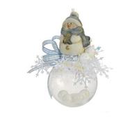 Weiste Christmas Tree Decoration - Snowman On Bauble With Blue Trim