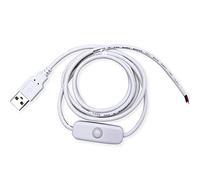 weisuansz 2pcs USB Male To DC 2 Pin Wire Push Button Switch Conversion Cable Cord with On/Off Power Switch Cable for 5V PC Car Charger USB Power Supply for LED Strip Fan Motor 1.5m (White)
