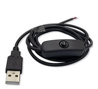weisuansz 2pcs USB Male To DC 2 Pin Wire Push Button Switch Conversion Cable Cord with On/Off Power Switch Cable for 5V PC Car Charger USB Power Supply for LED Strip Fan Motor 1.5m (Black)
