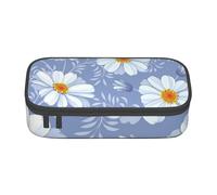 WEISUPG Daisy Blue Big Capacity Pencil Case Large Pencil Pouch Stationery Pen Bag for Girls and Boys