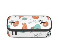 WEISUPG Funny Cute Animal Sloth Music Big Capacity Pencil Case Large Pencil Pouch Stationery Pen Bag for Girls and Boys