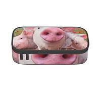 WEISUPG Funny Cute Pig Big Capacity Pencil Case Large Pencil Pouch Stationery Pen Bag for Girls and Boys