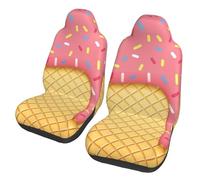 WEISUPG Ice Cream And Waffle Pattern Car Seat Cover 2 Piece Set, Car Seat Protector Universal Front Car Seat Covers For Cars Trucks Suvs