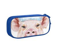 WEISUPG Large Pencil Case for Boys and Girls, Christmas Pig Pencil Cases with Big Compartments for School Stationary Office and Travel Blue