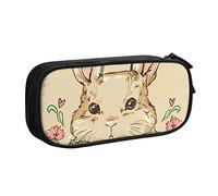WEISUPG Large Pencil Case for Boys and Girls, Cute Easter Bunny Rabbit Pencil Cases with Big Compartments for School Stationary Office and Travel Black