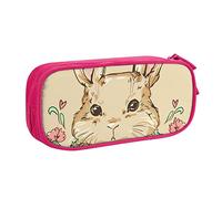 WEISUPG Large Pencil Case for Boys and Girls, Cute Easter Bunny Rabbit Pencil Cases with Big Compartments for School Stationary Office and Travel Pink