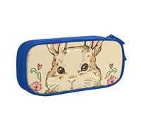 WEISUPG Large Pencil Case for Boys and Girls, Cute Easter Bunny Rabbit Pencil Cases with Big Compartments for School Stationary Office and Travel Blue