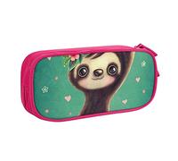 WEISUPG Large Pencil Case for Boys and Girls, Cute Sloth Pencil Cases with Big Compartments for School Stationary Office and Travel Pink