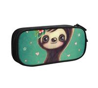 WEISUPG Large Pencil Case for Boys and Girls, Cute Sloth Pencil Cases with Big Compartments for School Stationary Office and Travel Black