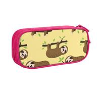 WEISUPG Large Pencil Case for Boys and Girls, Cute Sloths On Yellow Lemons Pencil Cases with Big Compartments for School Stationary Office and Travel Pink