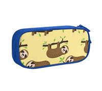 WEISUPG Large Pencil Case for Boys and Girls, Cute Sloths On Yellow Lemons Pencil Cases with Big Compartments for School Stationary Office and Travel Blue