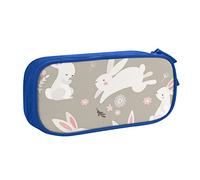 WEISUPG Large Pencil Case for Boys and Girls, Easter Bunny Floral Pencil Cases with Big Compartments for School Stationary Office and Travel Blue