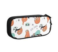 WEISUPG Large Pencil Case for Boys and Girls, Funny Cute Animal Sloth Music Pencil Cases with Big Compartments for School Stationary Office and Travel Black