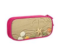 WEISUPG Large Pencil Case for Boys and Girls, Starfish with Palm Trees Pencil Cases with Big Compartments for School Stationary Office and Travel Pink