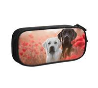 WEISUPG Large Pencil Case for Boys and Girls, White Labrador Pencil Cases with Big Compartments for School Stationary Office and Travel Black