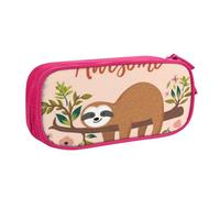 WEISUPG Large Pencil Case for Boys and Girls, You are Awesome Sloth Pencil Cases with Big Compartments for School Stationary Office and Travel Pink