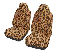 Weisupg Leopard Print Car Seat Cover 2 Piece Set, Car Seat Protector Universal Front Car Seat Covers For Cars Trucks Suvs